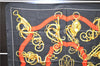 Authentic HERMES Carre 90 Scarf Buckle Motief Silk Black 1421D