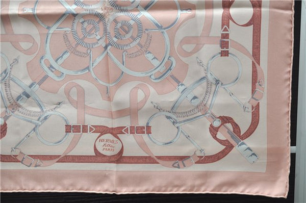 Authentic HERMES Petit Carre 40 Scarf Handkerchief "Eperon d'Or" Silk Pink 1423D