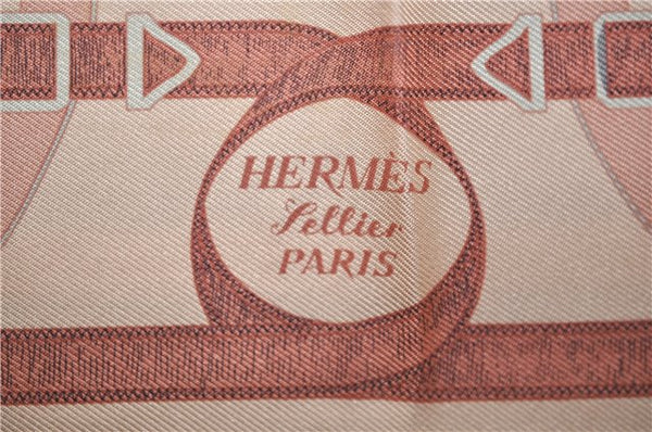 Authentic HERMES Petit Carre 40 Scarf Handkerchief "Eperon d'Or" Silk Pink 1423D