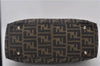 Authentic FENDI Zucca Hand Bag Purse Nylon Leather Brown 1426E