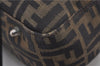 Authentic FENDI Zucca Hand Bag Purse Nylon Leather Brown 1426E