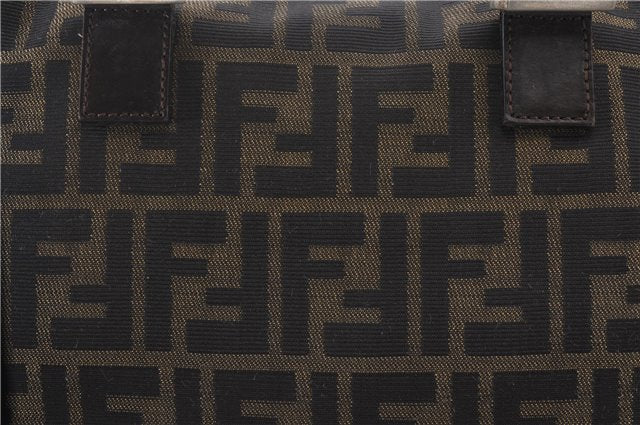 Authentic FENDI Zucca Hand Bag Purse Nylon Leather Brown 1426E