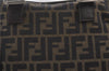 Authentic FENDI Zucca Hand Bag Purse Nylon Leather Brown 1426E