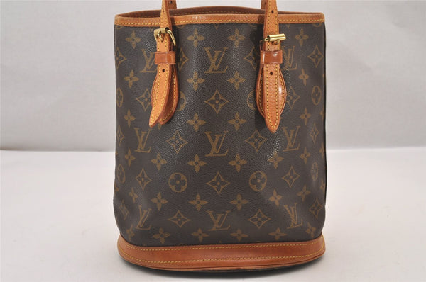 Authentic Louis Vuitton Monogram Bucket PM Shoulder Tote Bag M42238 Junk 1428I