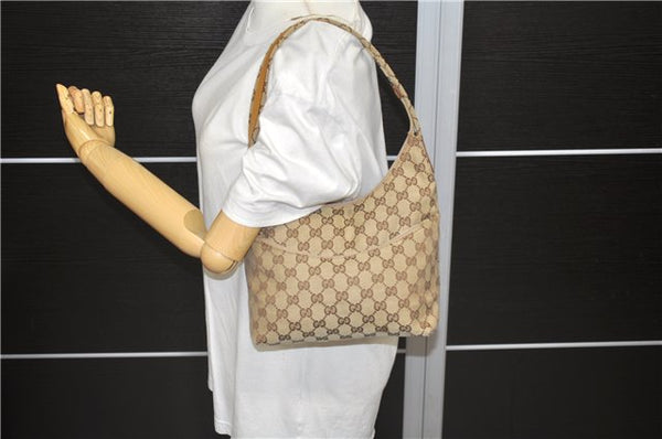 Authentic GUCCI Shoulder Hand Bag GG Canvas Leather 0013386 Brown 1429D