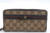 Auth GUCCI Web Sherry Line Mayfair Wallet GG Canvas Leather 257003 Brown 1430D