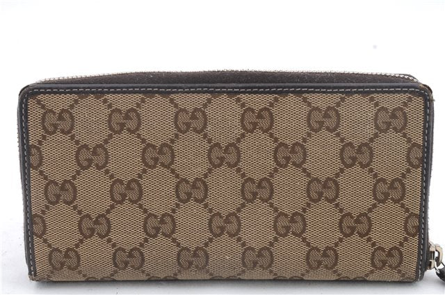 Auth GUCCI Web Sherry Line Mayfair Wallet GG Canvas Leather 257003 Brown 1430D