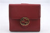 Authentic GUCCI Interlocking G Bifold Wallet Leather 615525 Red 1431D