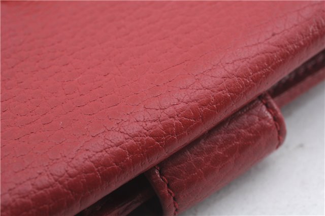 Authentic GUCCI Interlocking G Bifold Wallet Leather 615525 Red 1431D