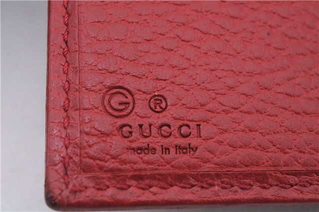 Authentic GUCCI Interlocking G Bifold Wallet Leather 615525 Red 1431D