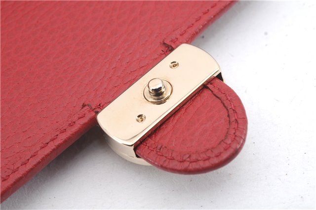 Authentic GUCCI Interlocking G Bifold Wallet Leather 615525 Red 1431D