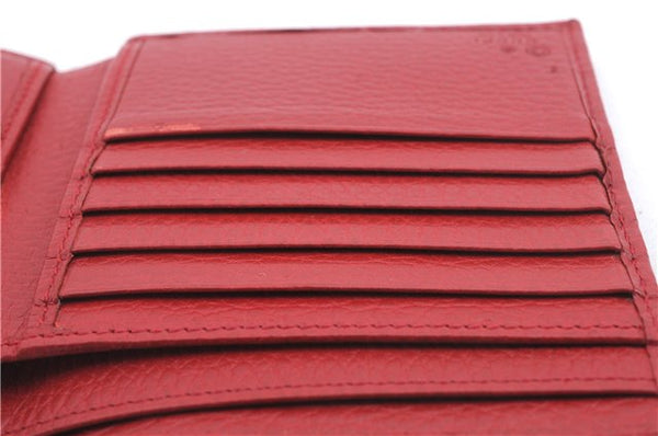 Authentic GUCCI Interlocking G Bifold Wallet Leather 615525 Red 1431D