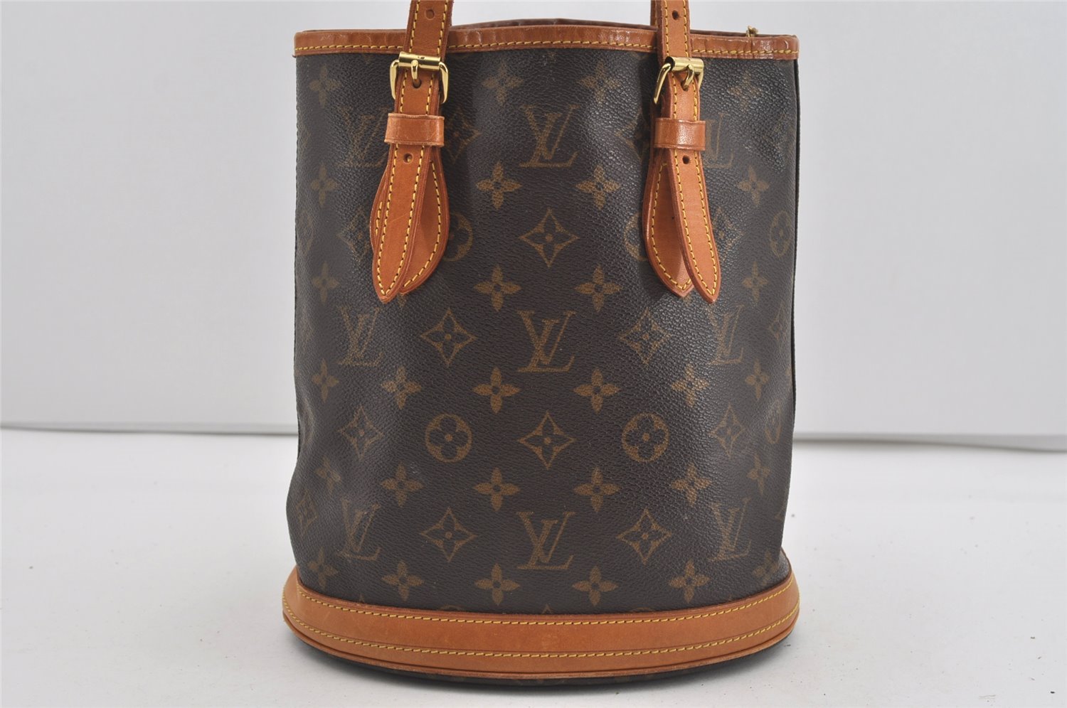 Authentic Louis Vuitton Monogram Bucket PM Shoulder Tote Bag M42238 Junk 1431I