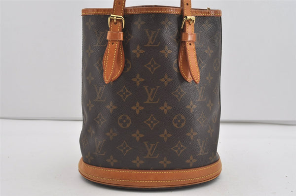 Authentic Louis Vuitton Monogram Bucket PM Shoulder Tote Bag M42238 Junk 1431I