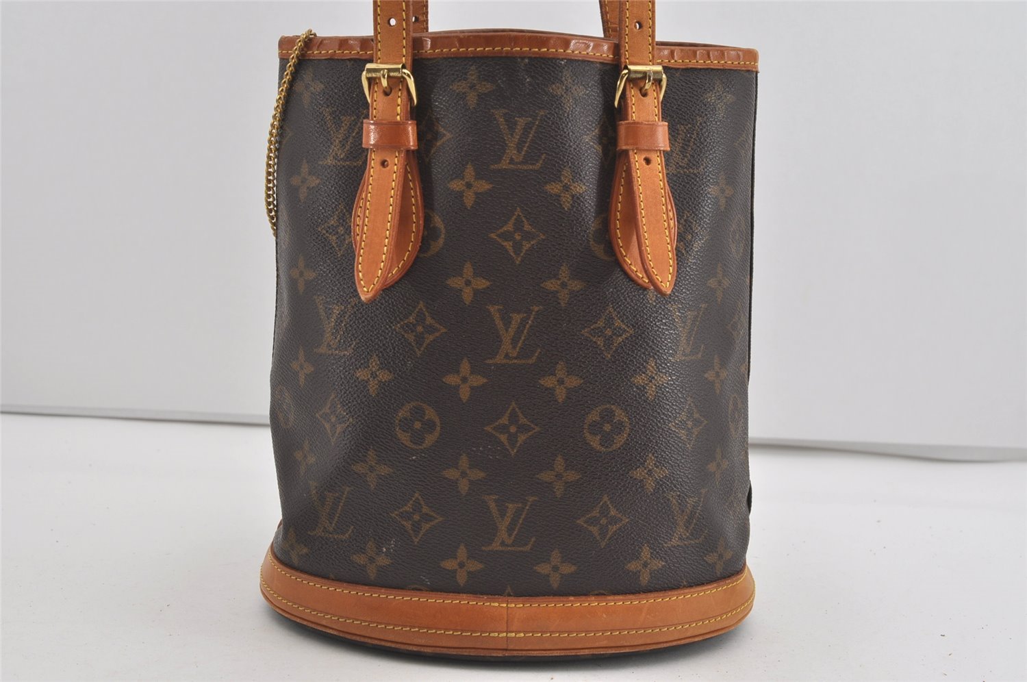 Authentic Louis Vuitton Monogram Bucket PM Shoulder Tote Bag M42238 Junk 1431I