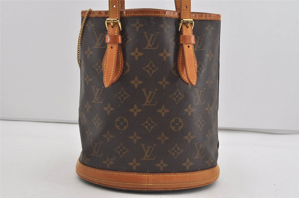 Authentic Louis Vuitton Monogram Bucket PM Shoulder Tote Bag M42238 Junk 1431I
