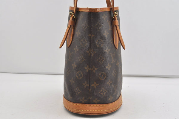 Authentic Louis Vuitton Monogram Bucket PM Shoulder Tote Bag M42238 Junk 1431I