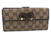Authentic GUCCI Princy Ribbon GG Canvas Leather Long Wallet 167464 Brown 1432D