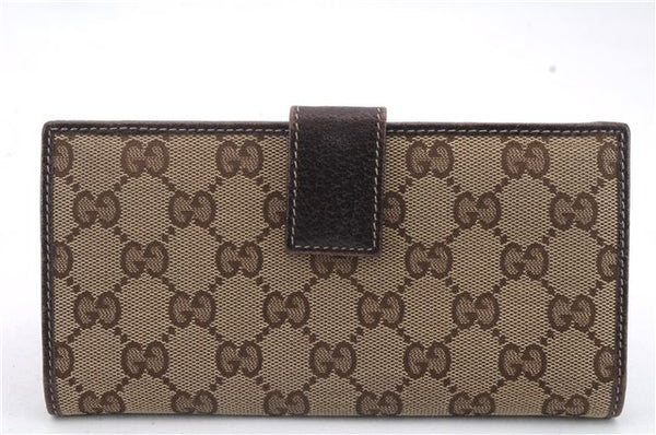 Authentic GUCCI Princy Ribbon GG Canvas Leather Long Wallet 167464 Brown 1432D