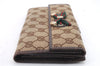 Authentic GUCCI Princy Ribbon GG Canvas Leather Long Wallet 167464 Brown 1432D