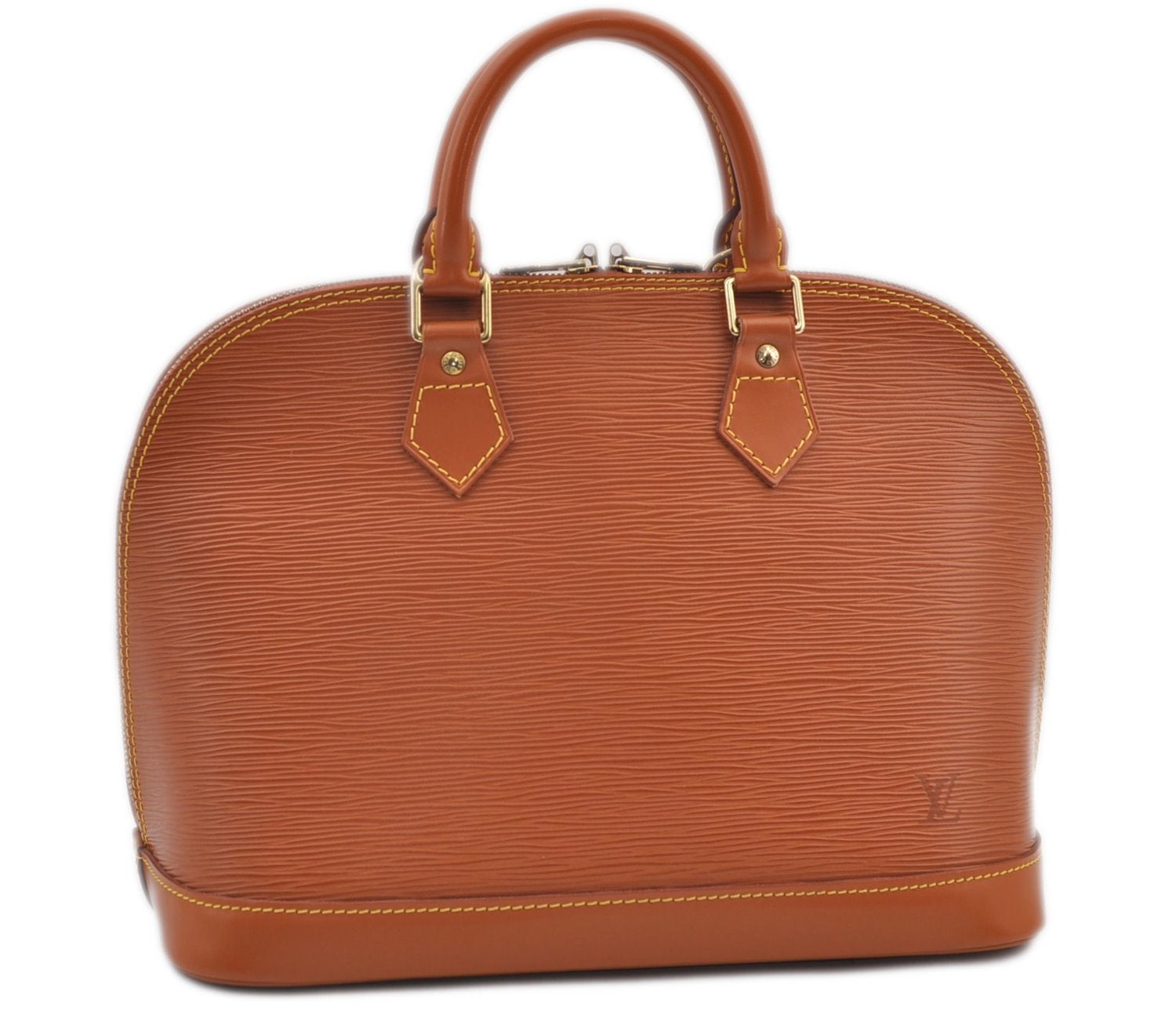 Authentic Louis Vuitton Epi Alma PM Hand Bag Brown M52148 LV 1432F