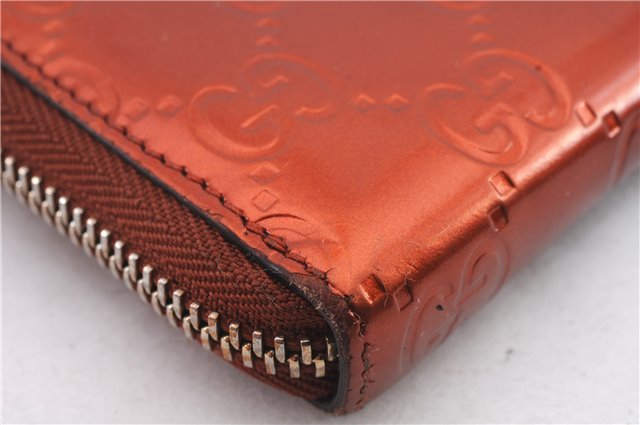 Authentic GUCCI Lovely Heart GG Enamel Leather Long Wallet 295671 Orange 1433D