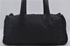 Auth CHANEL New Travel Line Shoulder Hand Bag Purse Nylon Leather Black 1433E