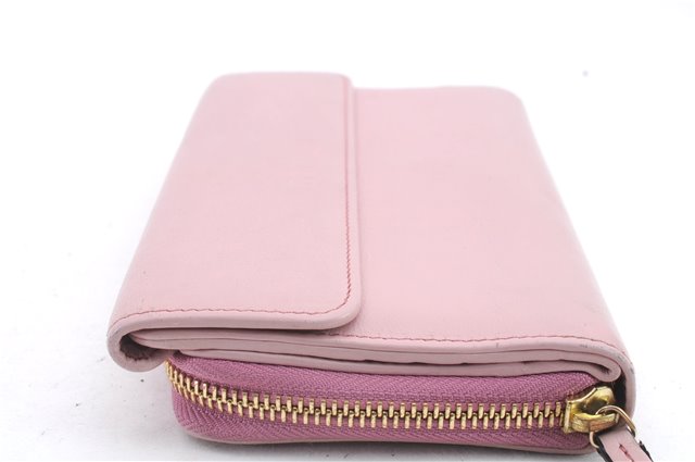 Authentic GUCCI Trifold Long Wallet Purse Leather 347112 Pink 1434D