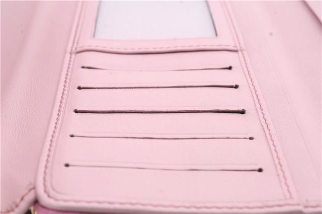 Authentic GUCCI Trifold Long Wallet Purse Leather 347112 Pink 1434D