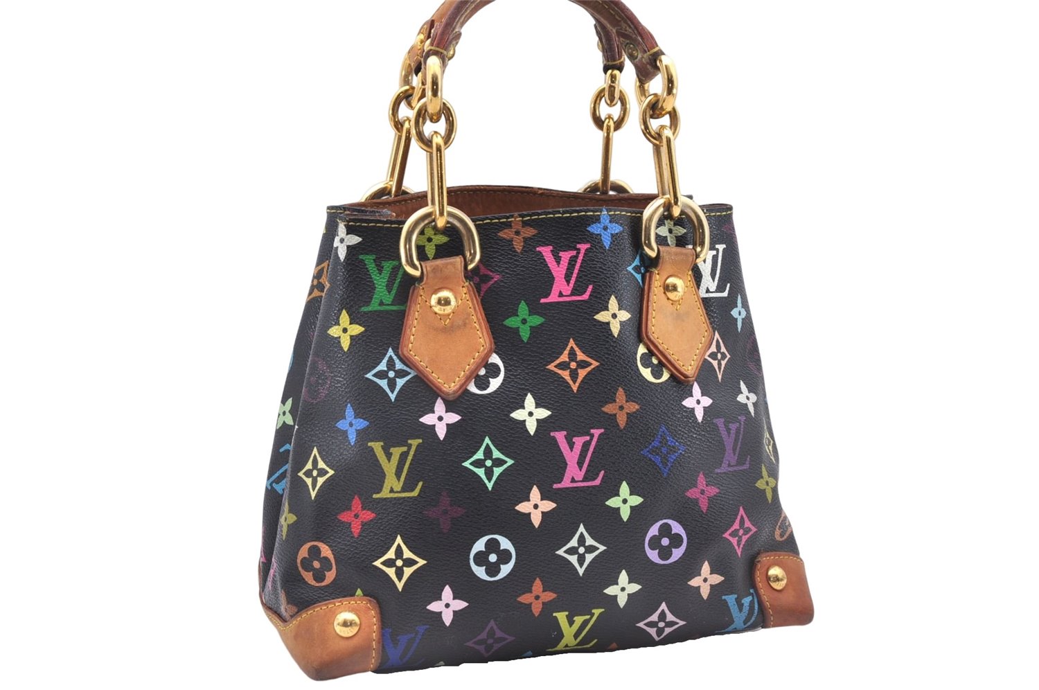 Authentic Louis Vuitton Monogram Multicolor Audra Hand Bag Black M40048 LV 1435E