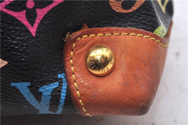 Authentic Louis Vuitton Monogram Multicolor Audra Hand Bag Black M40048 LV 1435E