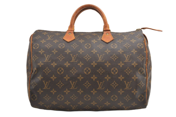 Authentic Louis Vuitton Monogram Speedy 35 Hand Boston Bag M41524 LV 1435G