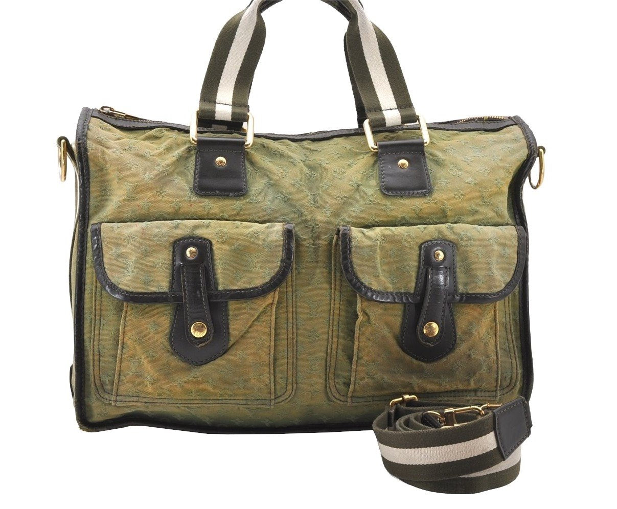 Auth Louis Vuitton Monogram Mini Sac Marie Kate 48h Hand Bag M42342 Green 1436I