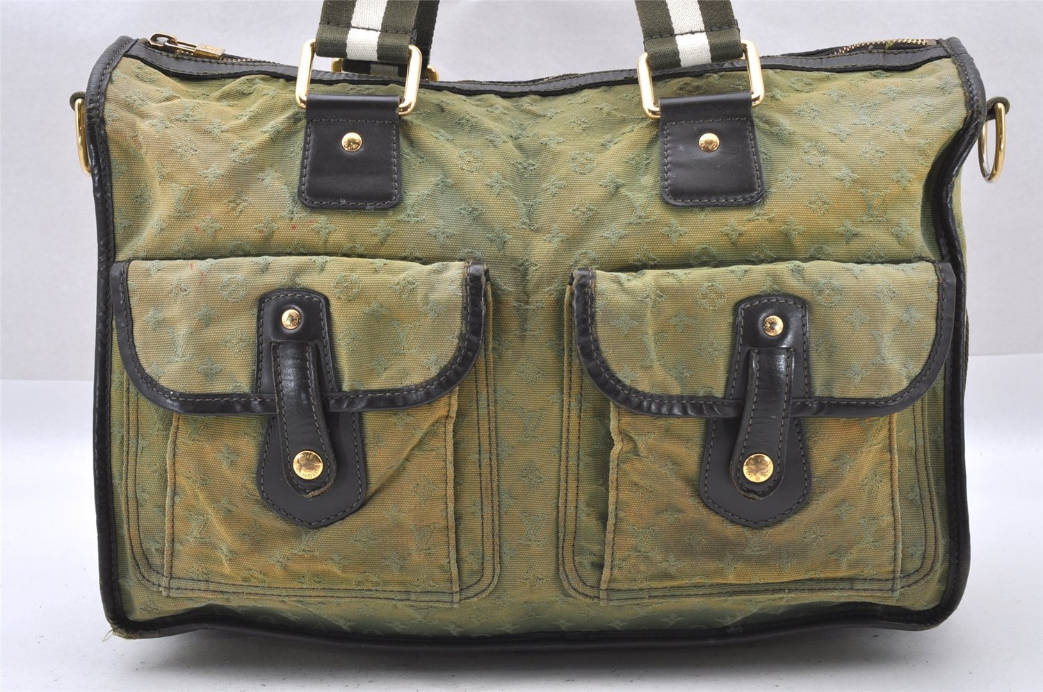 Auth Louis Vuitton Monogram Mini Sac Marie Kate 48h Hand Bag M42342 Green 1436I