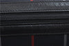 Authentic Burberrys Check Canvas Hand Boston Bag Navy Blue Black 1438D