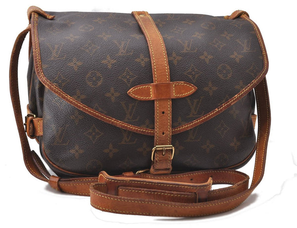 Auth Louis Vuitton Monogram Saumur 30 Shoulder Cross Body Bag M42256 LV 1441D