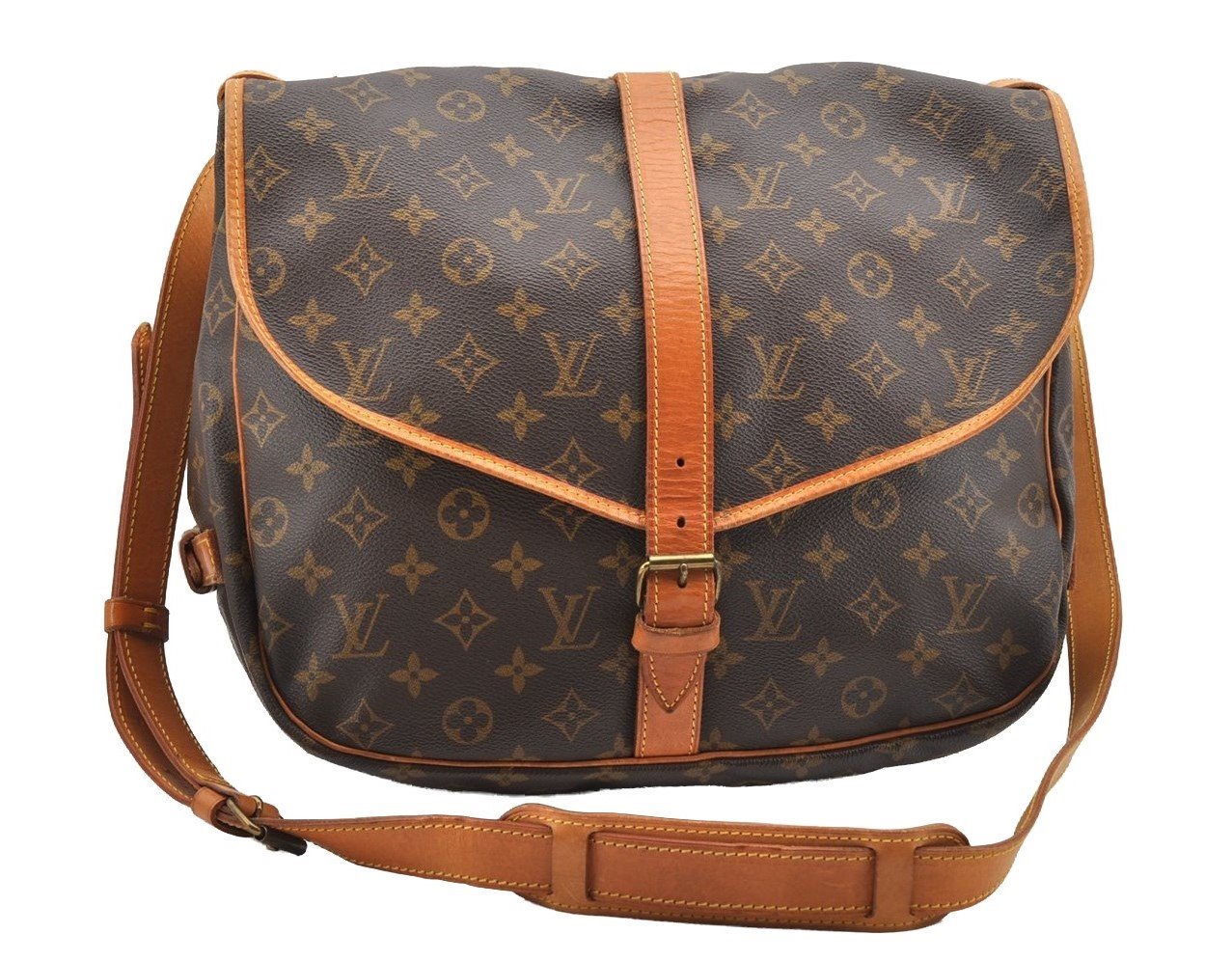 Authentic Louis Vuitton Monogram Saumur 35 Shoulder Cross Bag M42254 LV 1443I