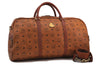 Authentic MCM Visetos Leather Vintage 2Way Travel Boston Bag Brown 1445D