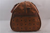 Authentic MCM Visetos Leather Vintage 2Way Travel Boston Bag Brown 1445D