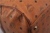 Authentic MCM Visetos Leather Vintage 2Way Travel Boston Bag Brown 1445D