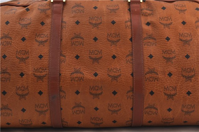 Authentic MCM Visetos Leather Vintage 2Way Travel Boston Bag Brown 1445D