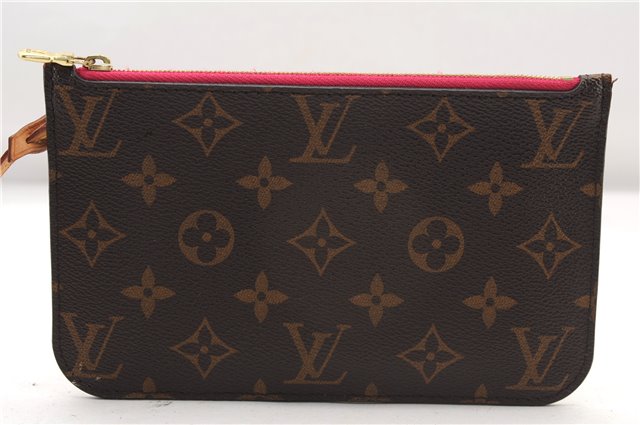 Authentic Louis Vuitton Monogram Neverfull Pouch Purse Clutch Bag Pink LV 1446F