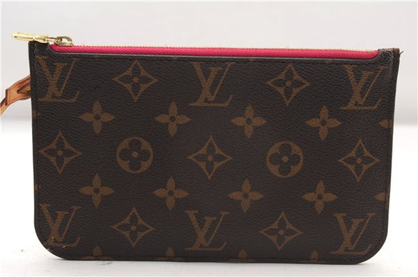 Authentic Louis Vuitton Monogram Neverfull Pouch Purse Clutch Bag Pink LV 1446F