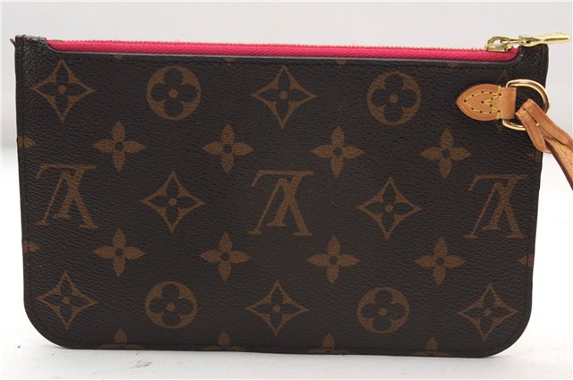 Authentic Louis Vuitton Monogram Neverfull Pouch Purse Clutch Bag Pink LV 1446F