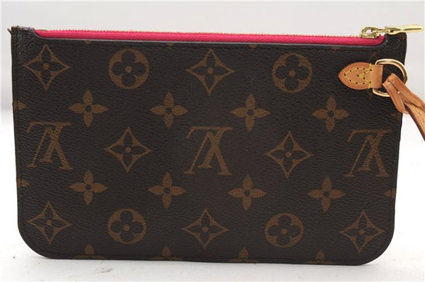 Authentic Louis Vuitton Monogram Neverfull Pouch Purse Clutch Bag Pink LV 1446F