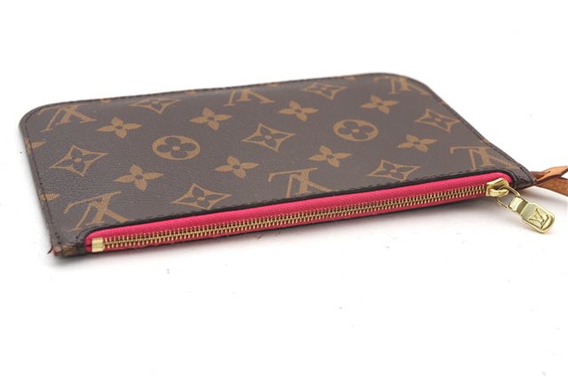 Authentic Louis Vuitton Monogram Neverfull Pouch Purse Clutch Bag Pink LV 1446F