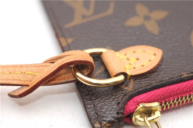Authentic Louis Vuitton Monogram Neverfull Pouch Purse Clutch Bag Pink LV 1446F