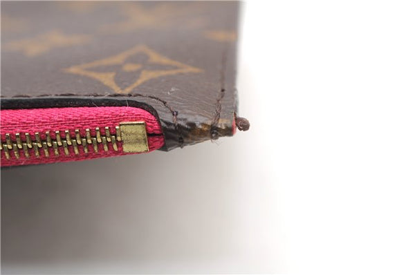 Authentic Louis Vuitton Monogram Neverfull Pouch Purse Clutch Bag Pink LV 1446F
