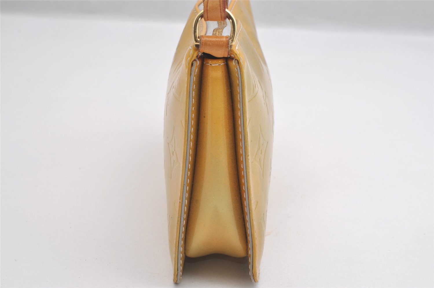 Authentic Louis Vuitton Vernis Lexington Hand Bag Pouch Yellow M91056 LV 1446I