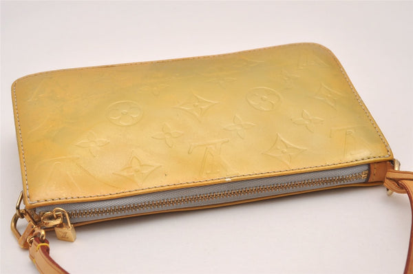 Authentic Louis Vuitton Vernis Lexington Hand Bag Pouch Yellow M91056 LV 1446I